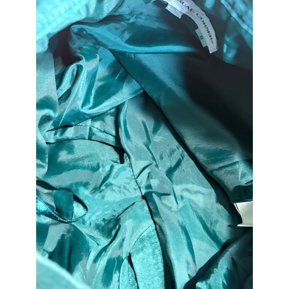 Vintage Casual Corner Teal Green Suede Leather High Waisted Pleated Shorts Sz 8 - Picture 4 of 7